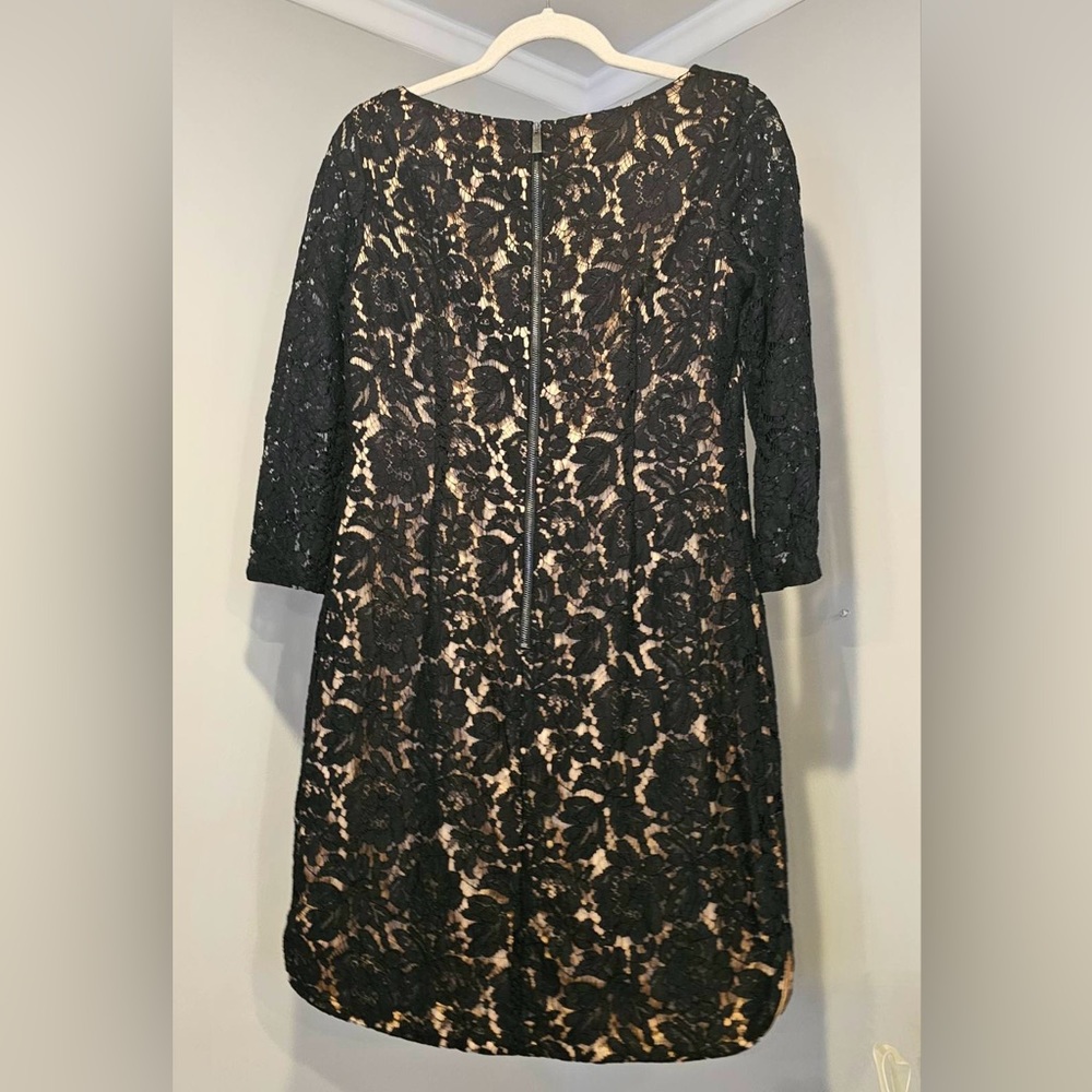 Vince Camuto Dress black lace sheath cocktail dress 3/4 sleeve lined Size 6
